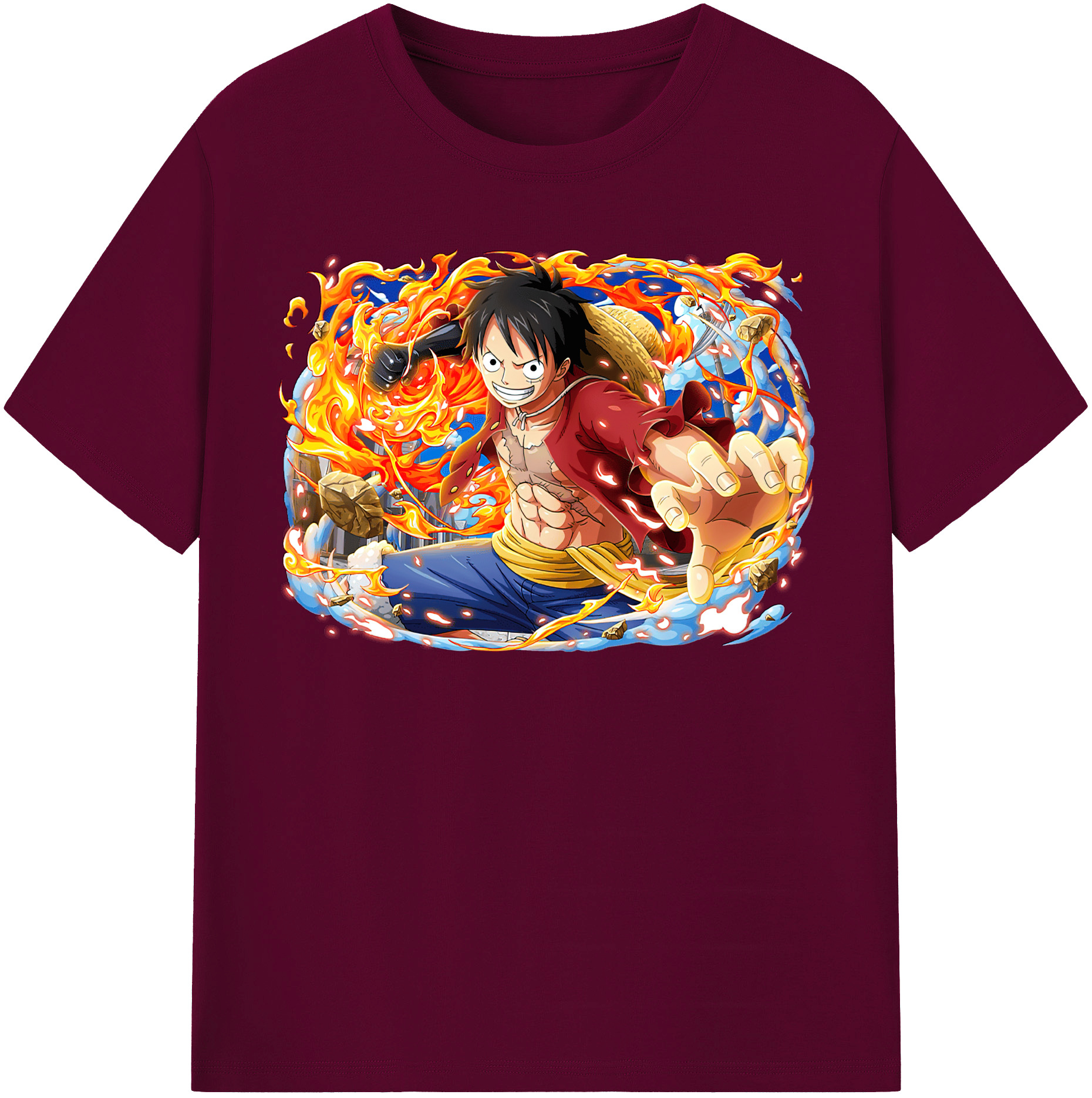 ワンピース モンキー・D・ルフィ ONE PIECE Monkey D. Luffy レディースカジュアルプリントTシャツ（綿100％）